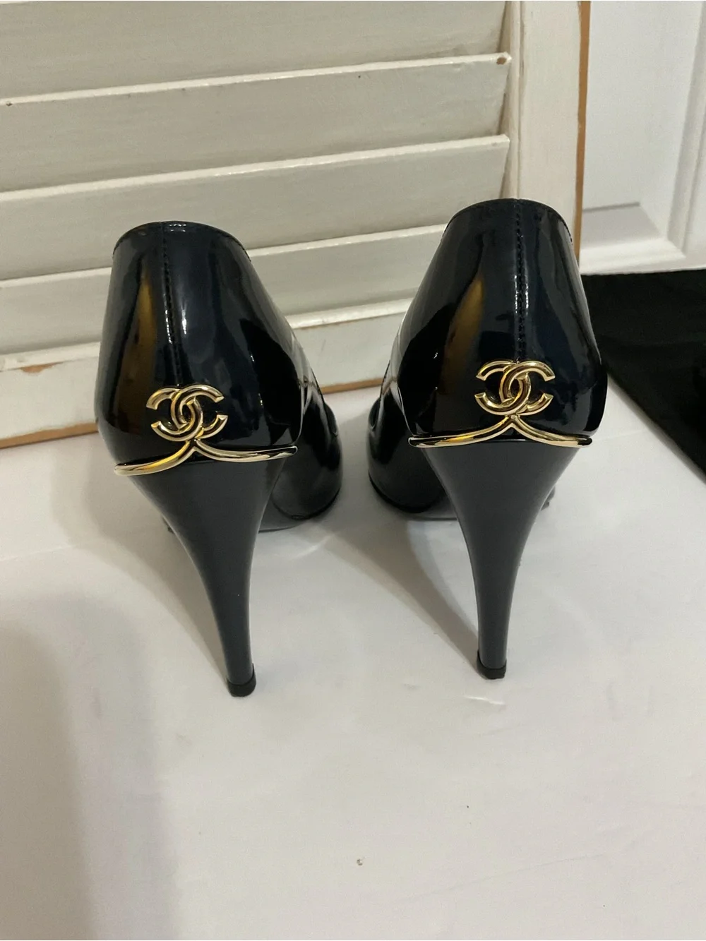 CHANEL glossy patent